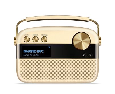 Saregama Carvaan 2.0 Hindi Portable Music Player – Sound by Harman, Kardon with 5000 Preloaded songs and Podcast, FM, BT, AUX (Champagne Gold)
