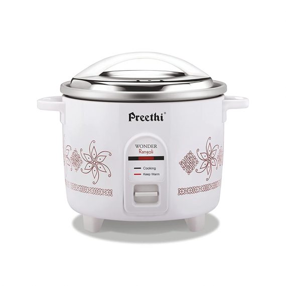 Preethi RC-321 2.2-Litre Double Pan Electric Rice Cooker (2.2 L, White & Red)