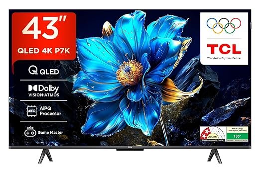 TCL (43 inches) 4K Ultra HD Smart QLED Google TV 43P7K (Black)
