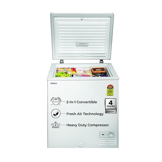 Haier HFC-175SM5, 5 Star Rating, Single Door Convertible Deep Freezer, Inside Metal Liner with Deo Fresh Technology, Compact Design & Removable Gasket (White)