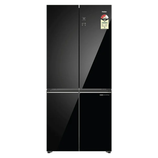 Haier 520 Litres 3 Star Frost Free French Door Convertible Refrigerator with Colorful Digital Display Panel (HRB-600KGU1, Black Glass)