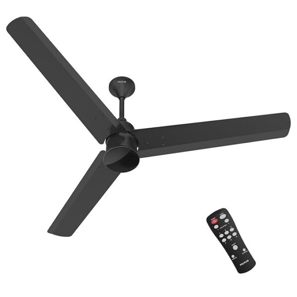 Polycab Silencio Mini 1200mm 5-Star BLDC, Remote Ceiling fan for home | 55% Energy Saving, 100% Copper, (Matt Black)