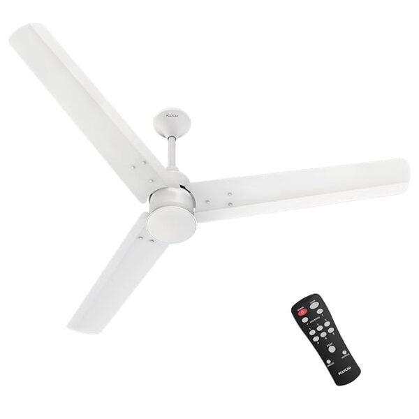 Polycab Silencio Mini 1200mm 5-Star BLDC, Remote Ceiling fan for home, Reversable & Timer, (Matt White)