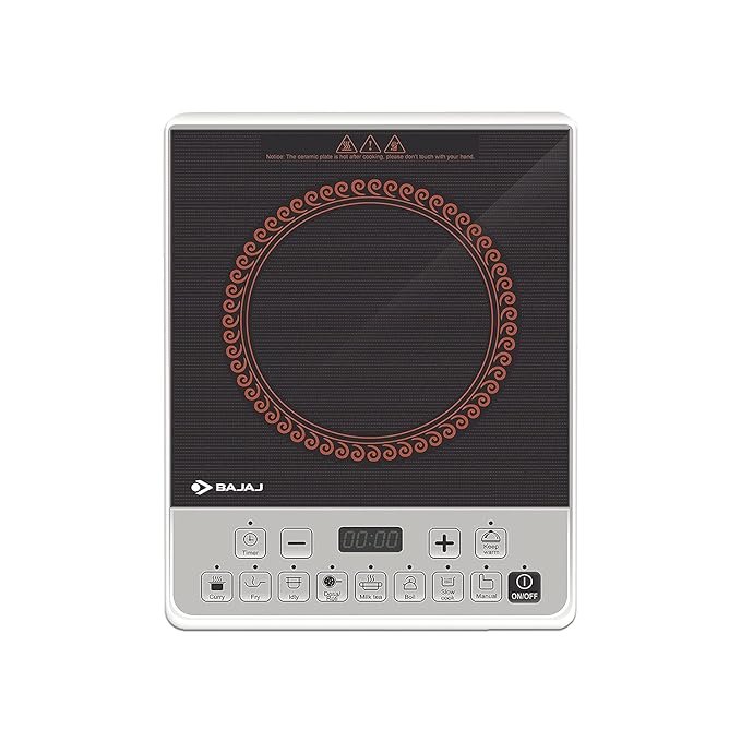 Bajaj Majesty ICX Pearl 1900W Induction Cooktop with Pan sensor and Voltage Pro Technology, Black