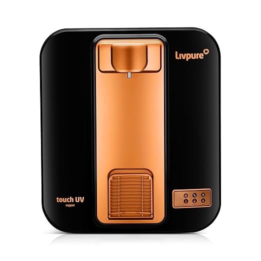 Livpure Touch UV Copper Water Purifier with 4 Stage Advanced Purification, Suitable for Municipal Water, Elegant & Sleek Design (Black)