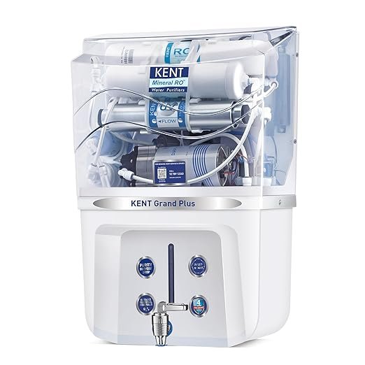 KENT Grand Plus RO Water Purifier, Multiple Purification Process, RO + UV + UF + TDS Control + UV LED Tank, 9L Tank, 20 LPH Flow, Zero Water