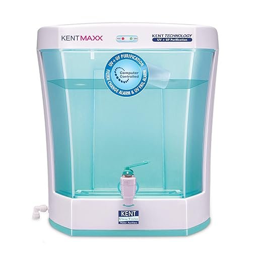KENT Max UV Water Purifier (11013), UV+UF Water Purification, Wall Mountable,Transparent Detachable Storage Tank, 7L Storage, 60 L/hr Output, White