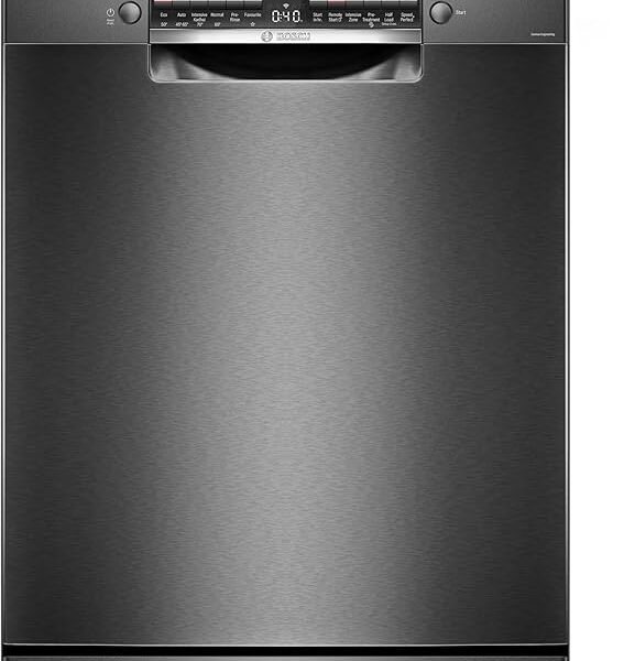 Bosch 15 Place Settings Series-6 free-standing Dishwasher 60 cm Brushed black steel anti-fingerprint with Wi-Fi,Heat exchanger, (SMS6HMC00I, Black Steel)